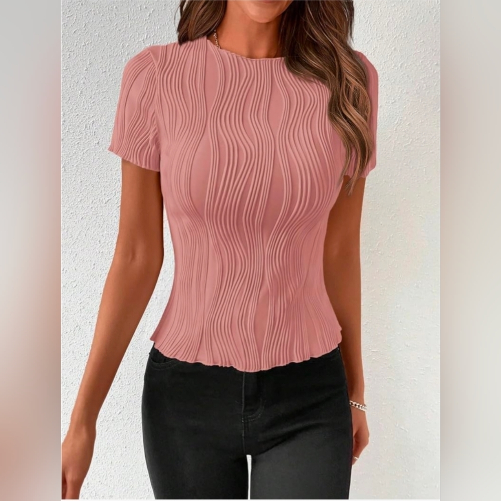 PrettyGarden Women's Top Casual Short Leeve Crewneck Slim Fit T Shirt Sz Medium